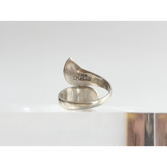 Teal Guilloche Wrap Siam Thai Nielloware 925 Sterling Silver Vintage Ring - sz 7 - Picture 13 of 15